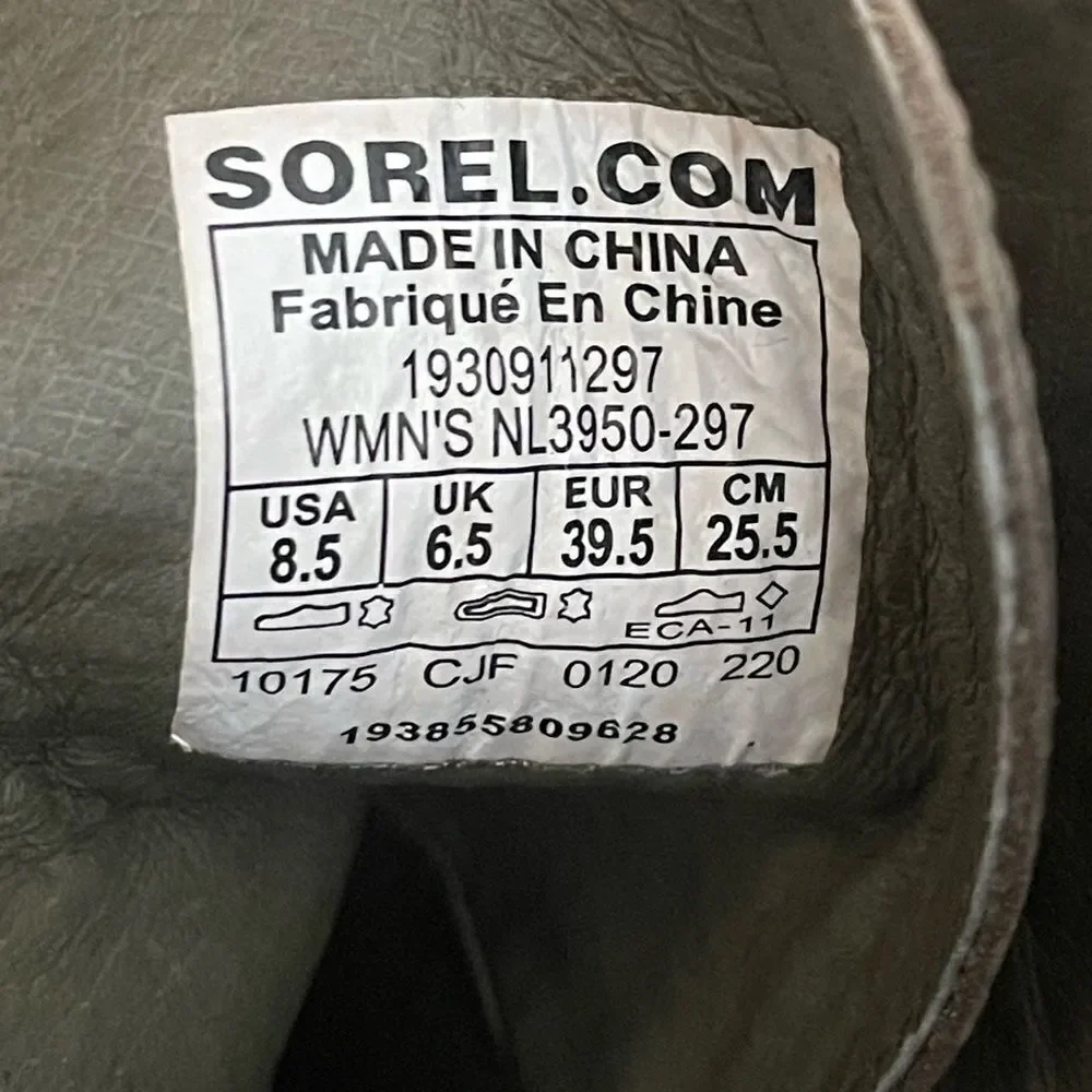 Sorel Joan Uptown Waterproof Wedge Bootie in mushroom. 8.5
